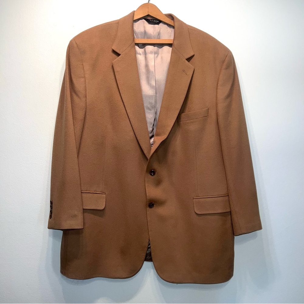 Jos A Bank Blazer Mens Size 48R 100% Cashmere Tan Two Button Sport Coat Jacket
